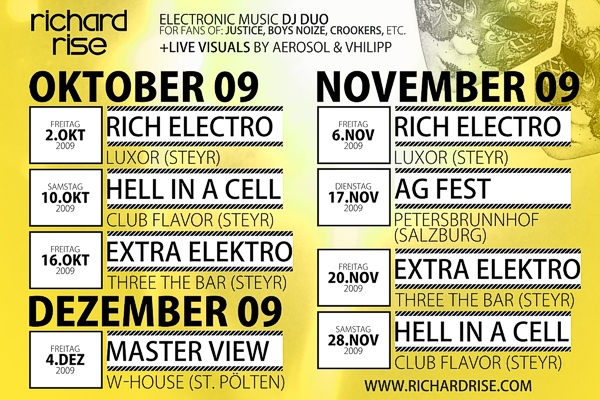 Richard Rise Herbsttour 09 Dj Duo Electro Electronic Music Steyr Flavor Three Luxor Warehouse